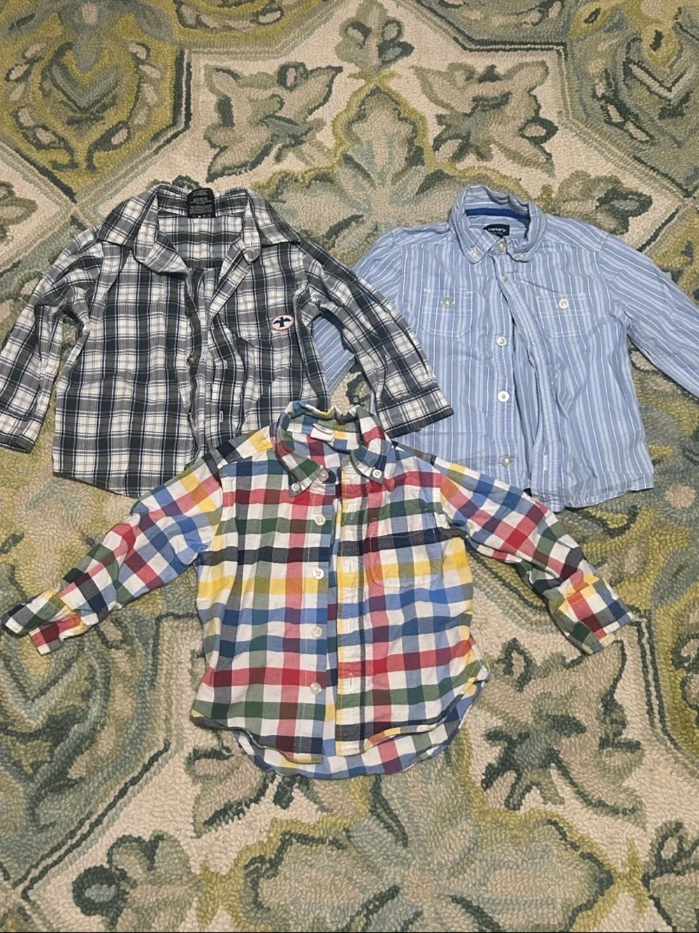 GAP Boys Plaid & Stripe Button-Down Shirt Set - Blue, Red, Yellow, Green